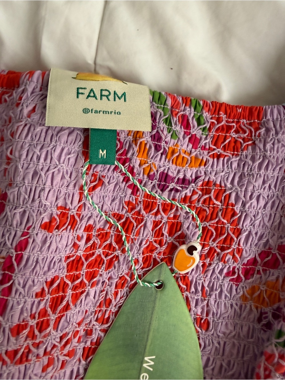 Farm Rio Smocked Crop Top with Parrot Print Sleeves - Multicolor - Picture 2 of 3